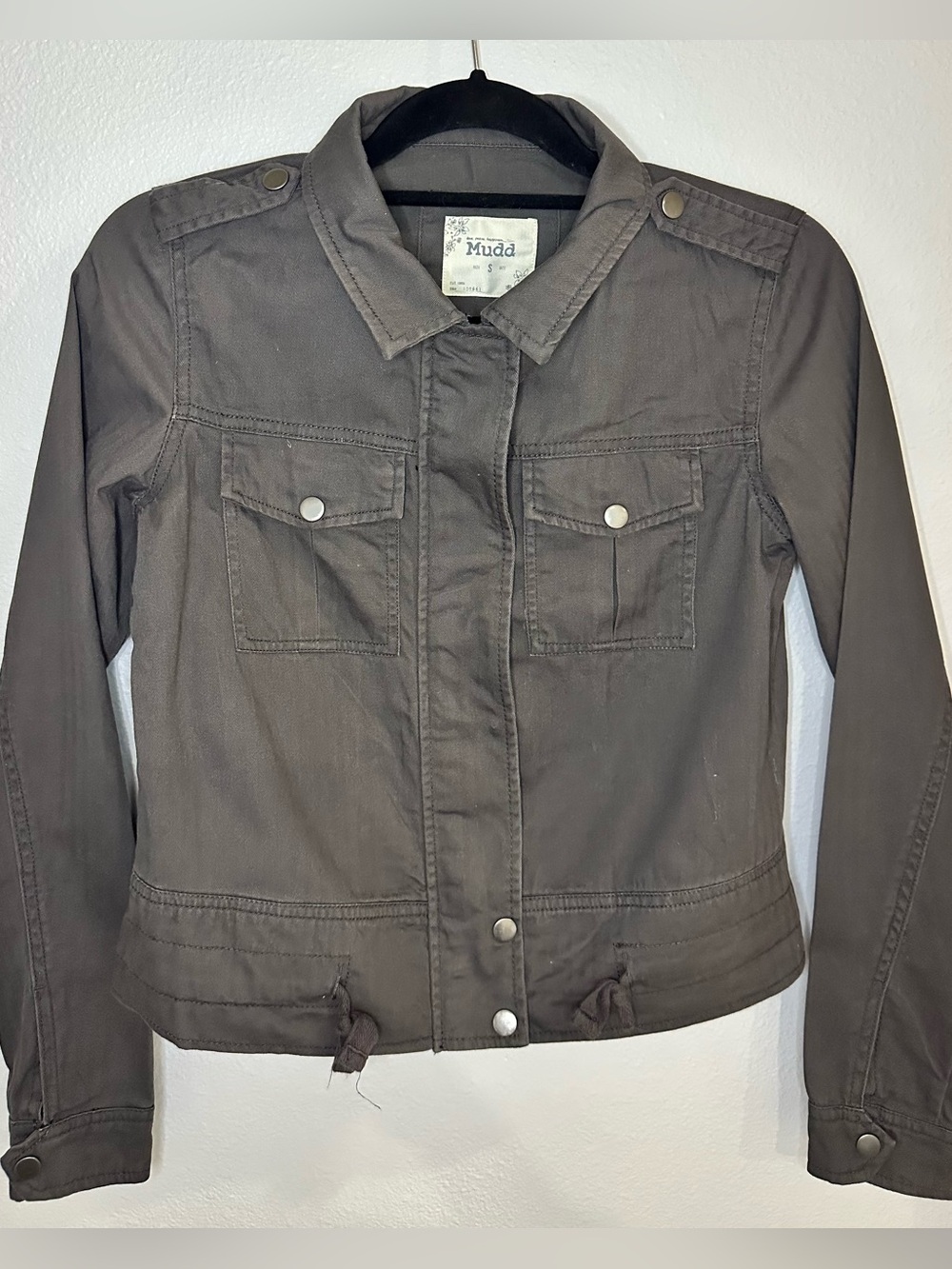Mudd Women's Gray Utility Jacket with Snap Pockets